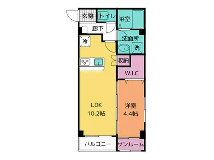 FELIZ向新庄(1LDK/3階)の間取り写真