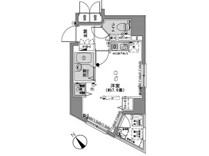 アクティア神田岩本町(ワンルーム/6階)の間取り写真