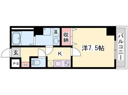 レジデンスM姫路(1K/3階)の間取り写真