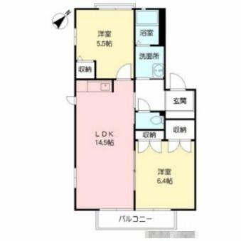 ヴァンヴェール C棟(2LDK/2階)の間取り写真