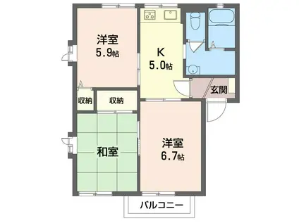 フミール美鈴II(3K/2階)の間取り写真