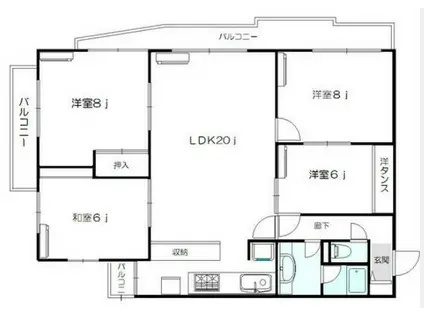 朝日白山マンション(4LDK/12階)の間取り写真