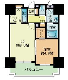 RJRプレシア吉塚駅前(1LDK/2階)の間取り写真