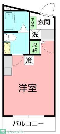 DEN鷹取Ⅱ(ワンルーム/1階)の間取り写真