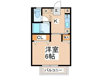 スイングN1(1K/1階)の間取り写真