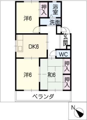 マンション杉(3DK/3階)の間取り写真