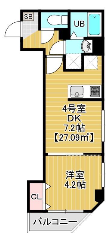 カイテキースV(1DK/3階)の間取り写真