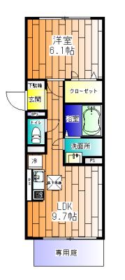 PISTA神戸板宿(1LDK/3階)の間取り写真