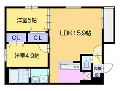 エルプラス中の島(2LDK/2階)の間取り写真