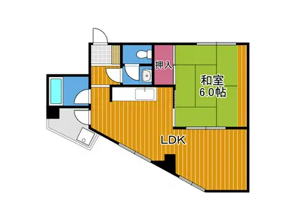ファミティ弐番館(1LDK/4階)の間取り写真