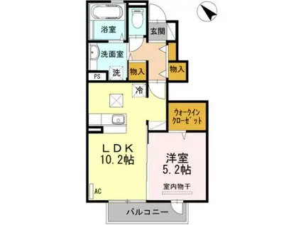 D-ROOM博多南(1LDK/1階)の間取り写真