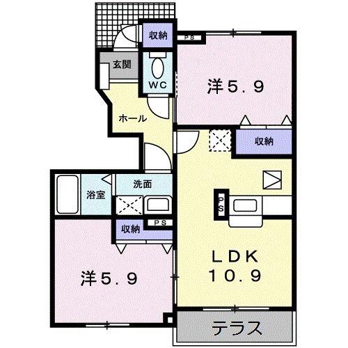 バーシアライシャス(2LDK/1階)の間取り写真