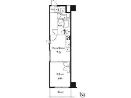 プライマル小石川(1DK/2階)の間取り写真