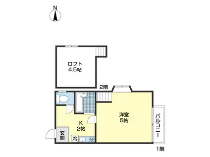 ハウス土入(1K/2階)の間取り写真