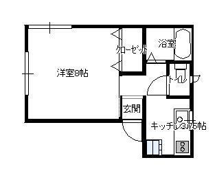 レジデンスコスモ2(1K/2階)の間取り写真