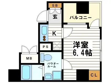 レジュールアッシュ谷町(1K/9階)の間取り写真