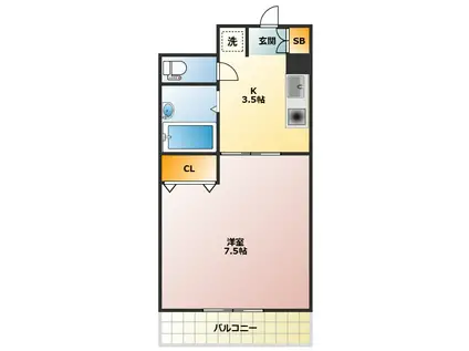 大山いずみ(1K/3階)の間取り写真