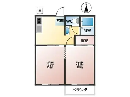 辻コーポ(2DK/1階)の間取り写真