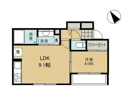 ソレイユ調布(1LDK/3階)の間取り写真