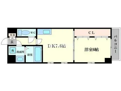 ビエラ江戸堀(1DK/11階)の間取り写真