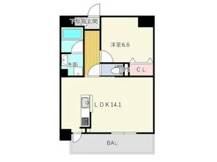 ES-GRANDE UMEDAKITA(1LDK/6階)の間取り写真