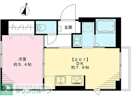 クイーンローズ(1DK/2階)の間取り写真