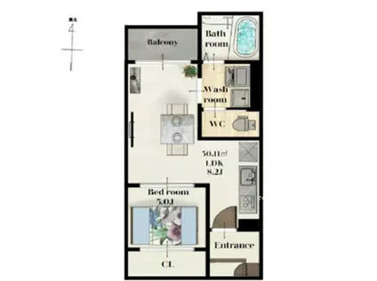 REGALEST薬師堂駅(1LDK/2階)の間取り写真