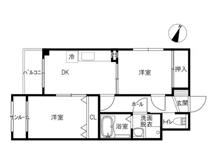 HEIMリバービュー(2DK/3階)の間取り写真