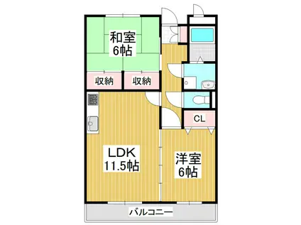 リバーサイド奈良井(2LDK/3階)の間取り写真