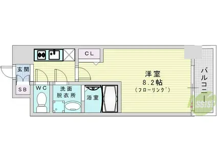 ララプレイス大阪ウエストゲート(1K/2階)の間取り写真