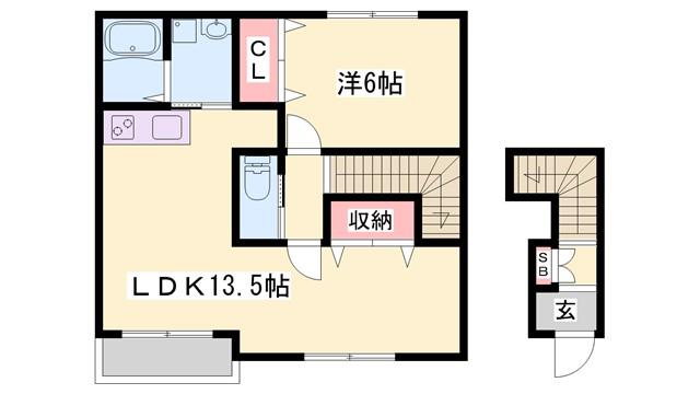 シエナ フローラ II番館(1LDK/2階)の間取り写真