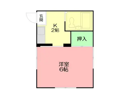 ビラ湘南(1K/2階)の間取り写真