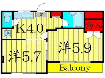 加島コーポ(2K/2階)の間取り写真