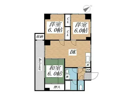 プレアール志徳(3LDK/4階)の間取り写真