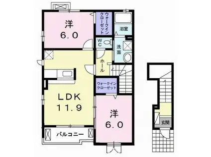 ブリック ファインII(2LDK/2階)の間取り写真
