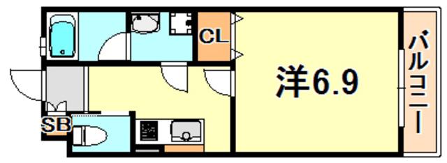 ヴィアノ東垂水(1K/2階)の間取り写真