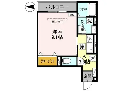 AKコンフォルト高崎栄町(1K/1階)の間取り写真