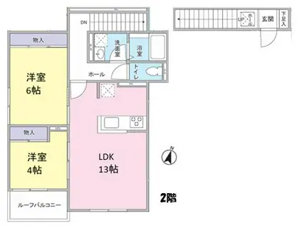 蓮田AP(2LDK/2階)の間取り写真