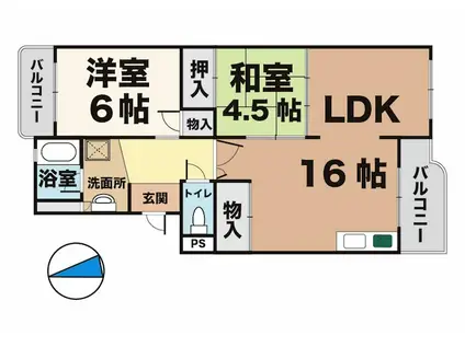 グリーンハイツ名谷(2LDK/1階)の間取り写真