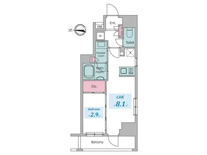 レジディア御茶ノ水III(1LDK/4階)の間取り写真