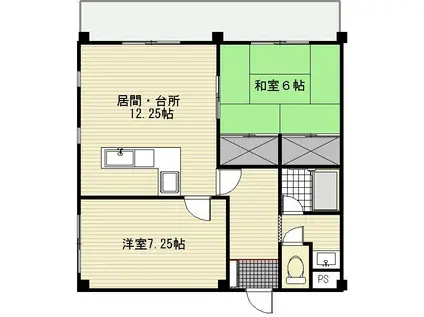 マックロードビル(2LDK/2階)の間取り写真