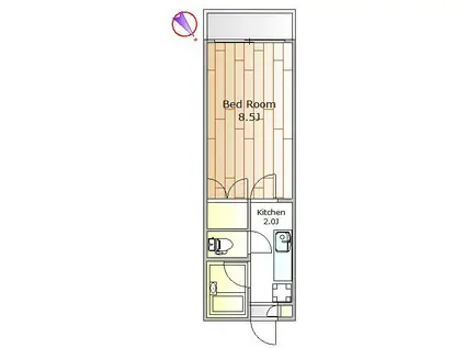 煉瓦の館 A-(1K/1階)の間取り写真