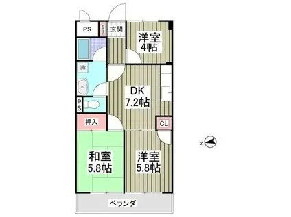 ブルジョン7(3DK/2階)の間取り写真