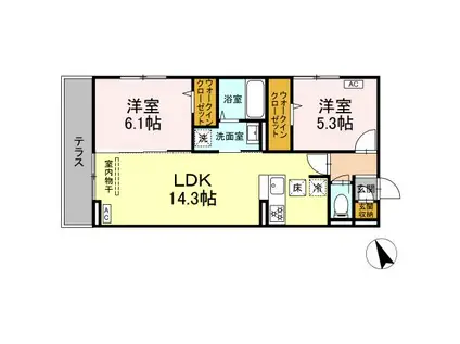 D-ROOM YT(2LDK/1階)の間取り写真