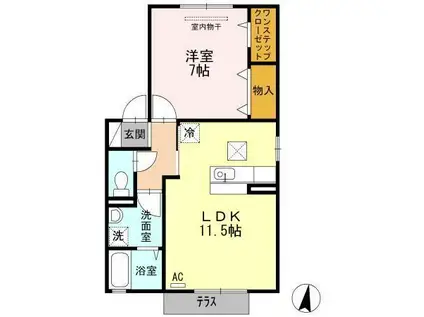 コーポラス羽屋B(1LDK/1階)の間取り写真