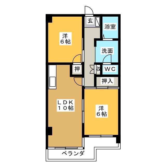 岐陽コーポレーション(2LDK/4階)の間取り写真