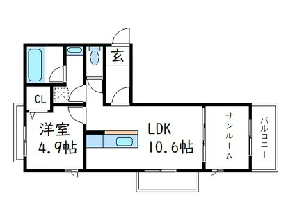 SHAMAISONさくら(1LDK/2階)の間取り写真