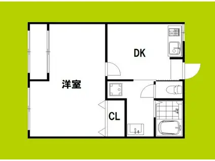 ヴィラナリー港晴(1DK/3階)の間取り写真