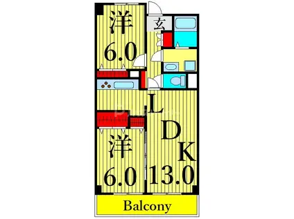 TS GARDEN東尾久(2LDK/3階)の間取り写真
