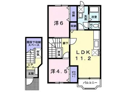 アベニューサイドテラス(2LDK/2階)の間取り写真